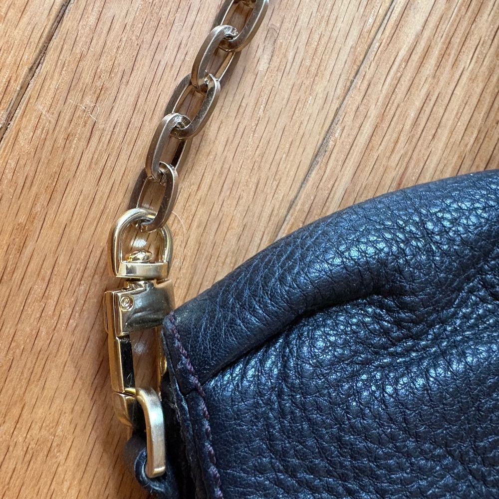 Cole Haan, black leather handbag, removable chain strap, VGUC - Picture 10 of 12